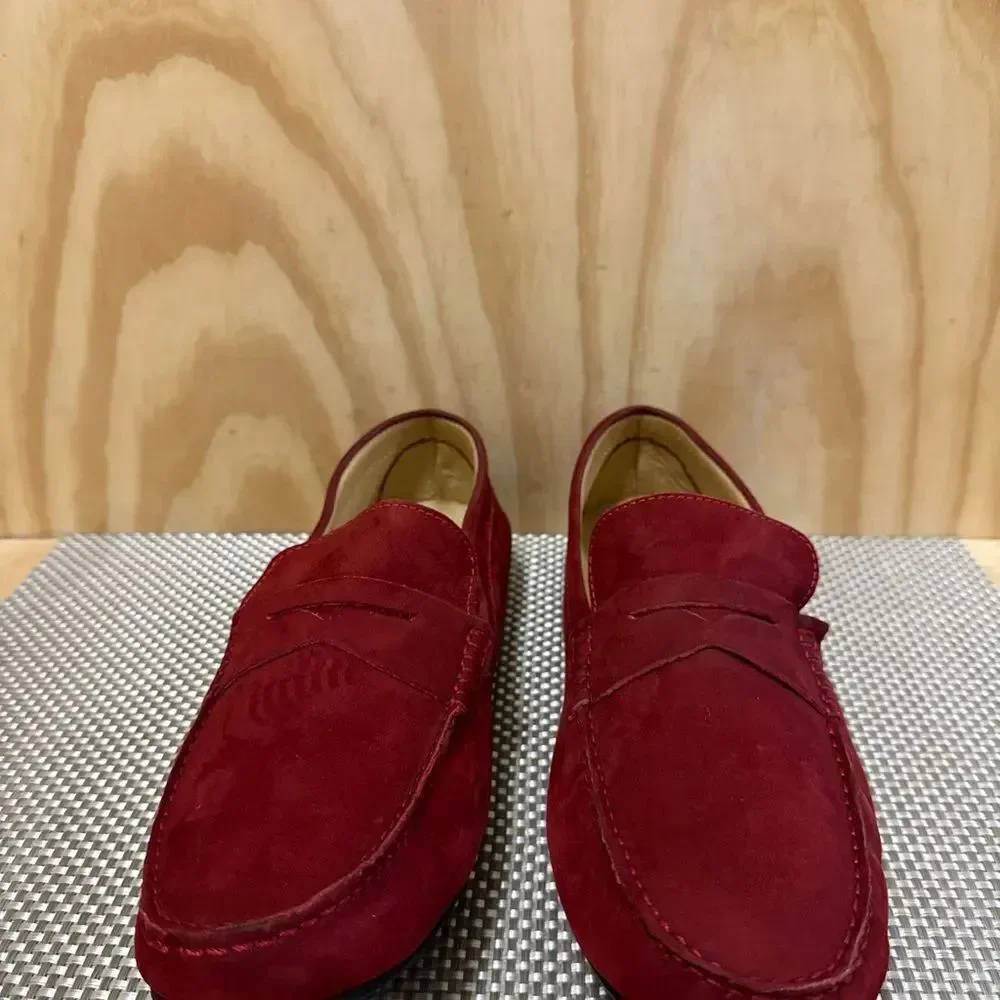 Saks Fifth Avenue Burgundy Suede Driving Loafers Men’s Shoes Slip On Size 12M